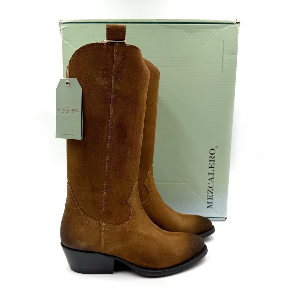 Mezcalero Mirta Avellana Western Boots Brown Suede Burnished Women Sz 6